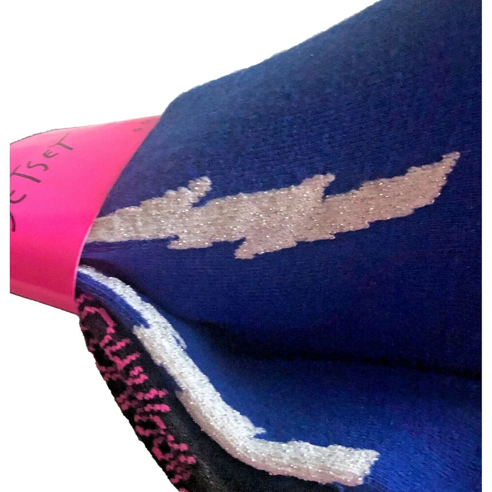 Vintage Betsey Johnson Ankle Socks Ladies Lightning Bolt Heart 9-11 Blue Black